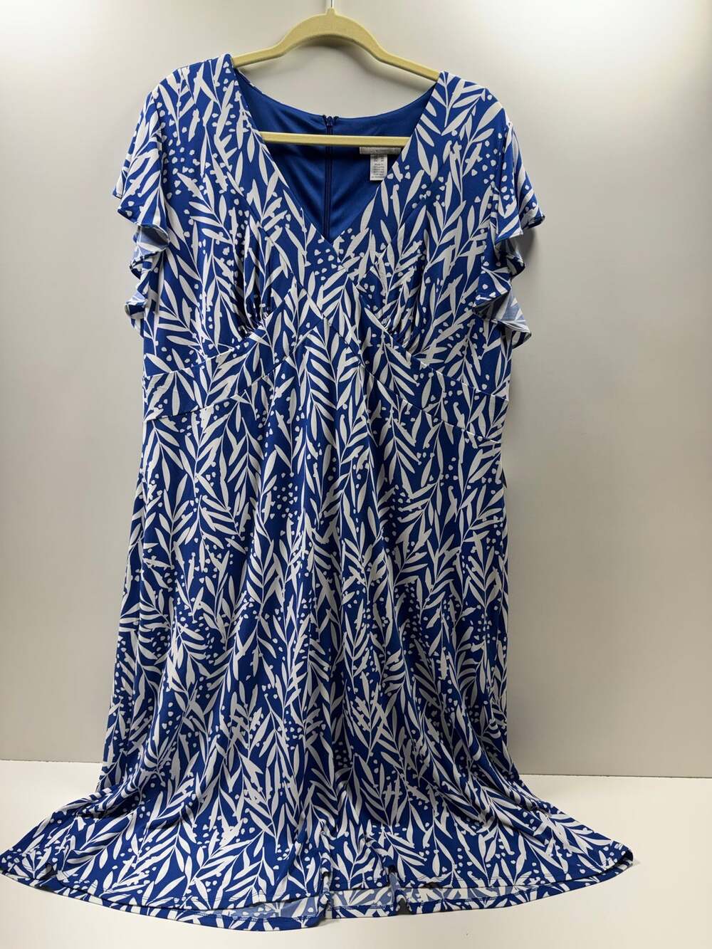 London Times Women’s Dress 16W New Blue White Knee Length Artsy Festival Summer